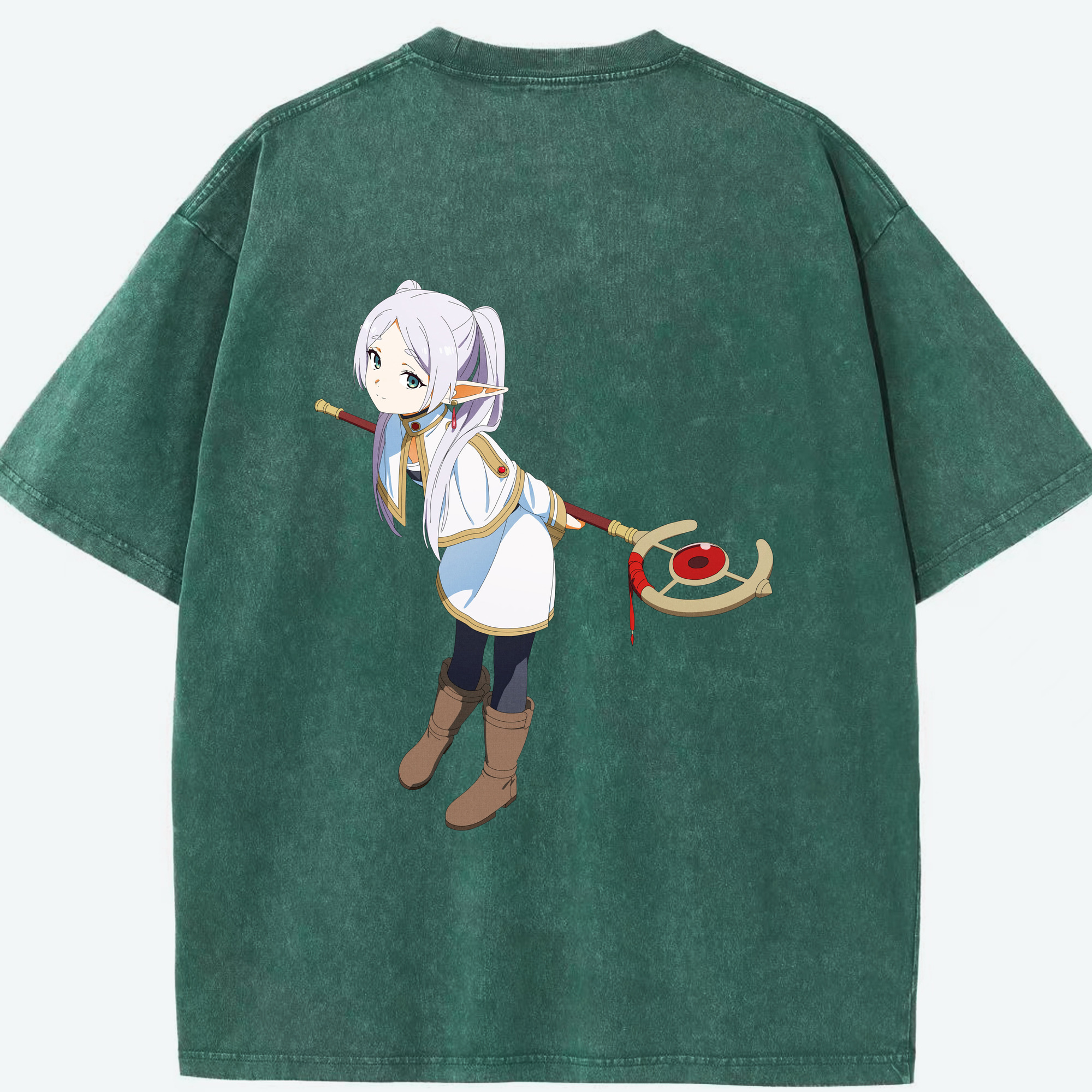 （画像用） 葬送のフリーレン Frieren 綿100% ヴィンテージ風 半袖Tシャツ（背面プリント）